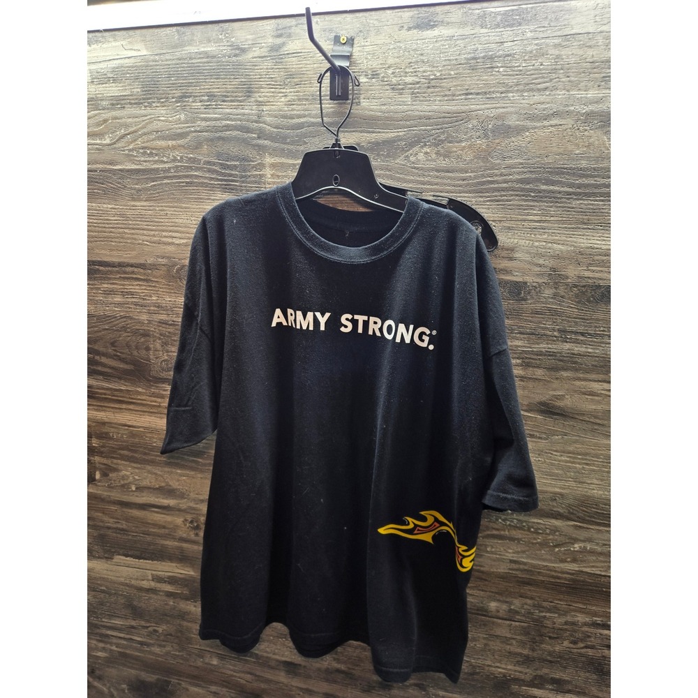 US Army Strong Graphic T-Shirt Mens XL Black Flame Logo Crew Neck Short Sleeve